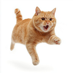 Playful Orange Cat Caught in Wild Jump