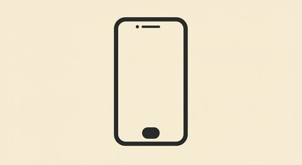 Minimalistic smartphone outline on a light beige background, emphasizing modern design with clean lines and soft edges.