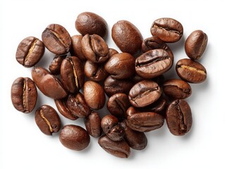 Naklejka premium Coffee beans on white background