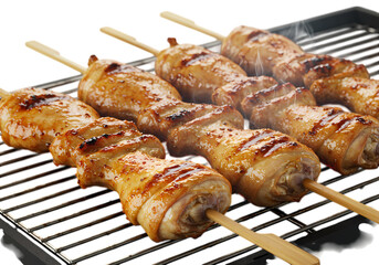 Grilled Chicken Skewers isolated on transparent baackground