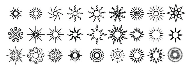 Sun drawn set vector illustration	
