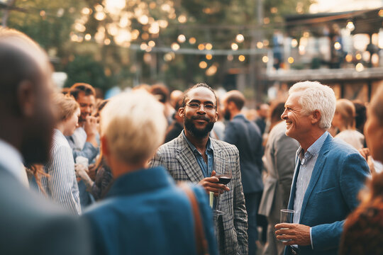 Networking event: diverse people enjoying networking and socializing