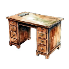 Desks, watercolor drawing vector, isolated on a white background.