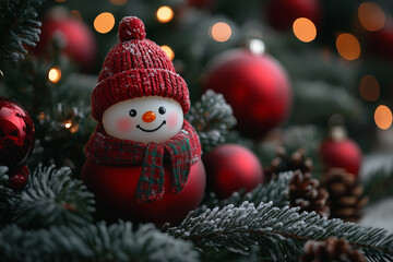 snowman on christmas tree