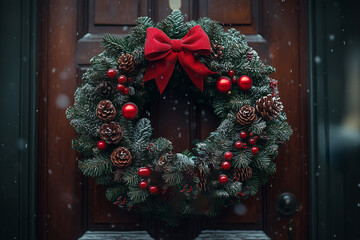 Christmas Wreath with Red Bow