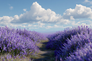 Obraz premium Lavender field in bloom purple landscape summer lavender beau