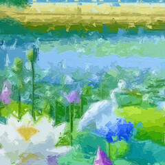 Various oil paintings, flowers, lotus leaves, swans, landscapes, roses, peonies, landscapes, streams, chrysanthemums, plum blossoms, deer, geese