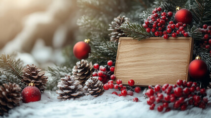 christmas decoration on wooden background