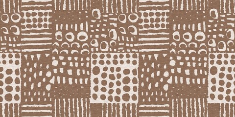 Calm scribble shape minimal shape seamless border pattern. Gender neutral baby nursery natural brown linen banner background. Scandi style sketch doodle wash tape edging trim. 
