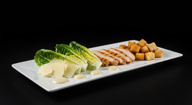 Grilled chicken caesar salad dish food photography - Powered by Adobe