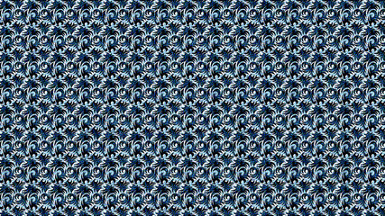 Intricate black and blue tribal swirl pattern with textured accents