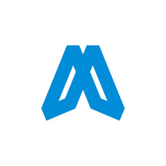 letter m infinity geometric triangles lines blue logo vector