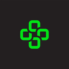 green linked plus medical chain logo vector