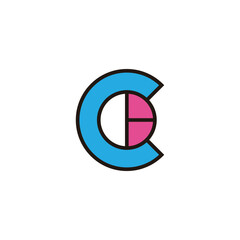letters cd simple colorful outlines logo vector