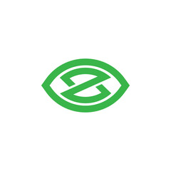 letter z simple geometric lines leaf green logo vector