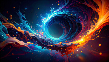 AI Data Stream Moving Through Virtual Tunnel. AI themed Background. Generated Image