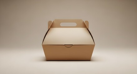 Kraft paper gable box mockup, blank takeaway food packaging, sustainable gift container, eco-friendly carry box template
