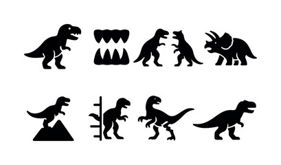 Fototapeta premium Dinosaur silhouette icon set. prehistoric animal icons silhouette collection