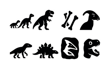 Obraz premium Dinosaur silhouette icon set. prehistoric animal icons for education, history projects