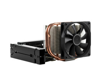 CPU Cooler with Fan and Mounting Bracket isolated on transparent baackground