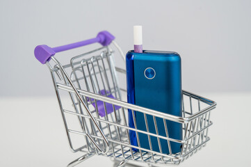 Electronic cigarette in a shopping cart. Tobacco heating system. 