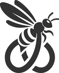 Silhouette of a small animal vector bee illustration black drawing