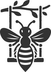 Silhouette of a small animal vector bee illustration black drawing