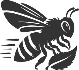 Silhouette of a small animal vector bee illustration black drawing