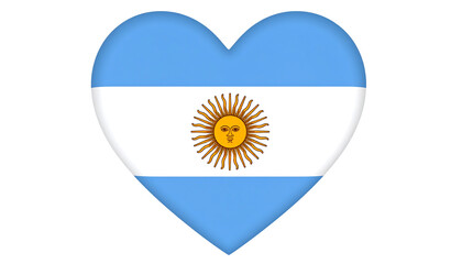 Fototapeta premium argentine flag in the Form of Heart isolated on transparent background, 3d rendering