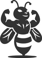 Silhouette of a small animal vector bee illustration black drawing