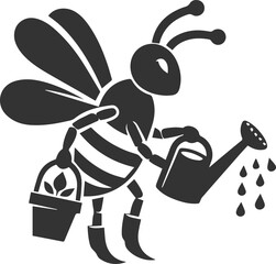 Silhouette of a small animal vector bee illustration black drawing