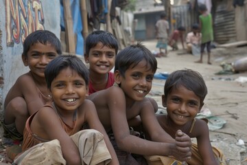 Unidentified indian children on the street in Kolkata.