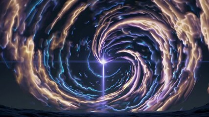 Heavenly swirling clouds forming glowing cross in cosmic sky, Christian themed abstract loopable animation for spiritual, religious, or worship background use - Powered by Adobe