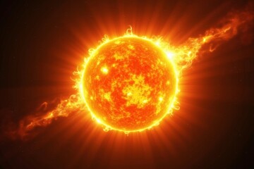 Fototapeta premium Fiery sun with dynamic solar flares