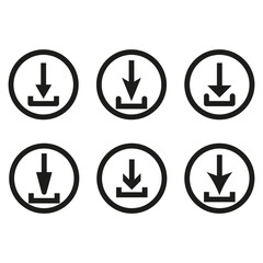 Download arrow icons. Computer interface symbol. Save file Vector. Data transfer graphic.
