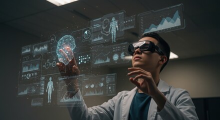 Medical professional interacts with advanced holographic interface