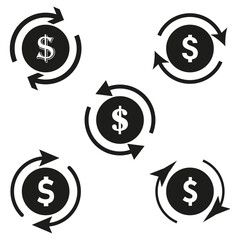 Dollar icon set. Money symbol design. Currency sign collection. Vector financial elements.