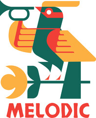 The logo in the form of a bird carrying a trumpet is suitable for an elegant brand logo for a product.