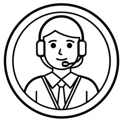 Simple line art icon representing a call center or customer contact service