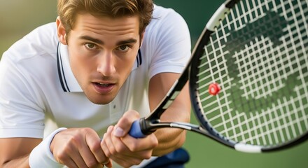 Focused Professional Tennis Player Ready to Serve During Competitive Match on Outdoor Court Demonstrating Athleticism and Concentration