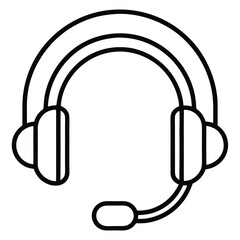 Simple line art icon representing customer support with a headset
