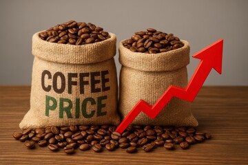 Coffee beans and rising prices still life
