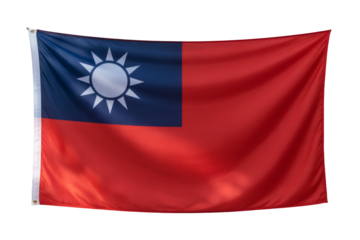 A Majestic View of a Waving National Flag of Taiwan - Symbol of Taiwanese Identity and Patriotism