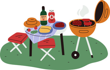 Outdoor Barbecue Picnic Scene