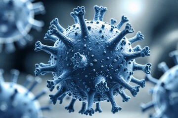 Detailed closeup of a microscopic virus