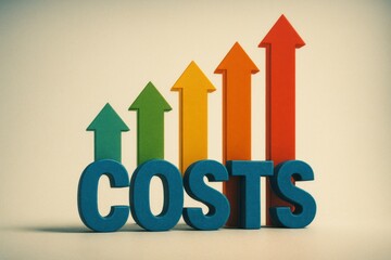 Surreal concept of rising costs with colorful arrows