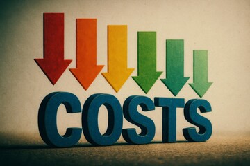 Decreasing costs with colorful arrows illustration