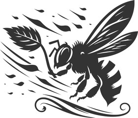 Small insect bee sitting silhouette vector illustration black
