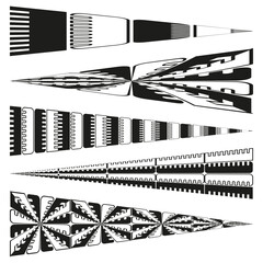 Decorative element set. Abstract pointed shapes. Graphic border Vector. Geometric pattern illustration.