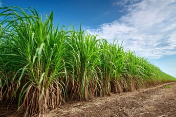 Sugarcane cultivated for sugar and food production crucial to the food industry Tropical sugarcane farms supply factories for sugar processing